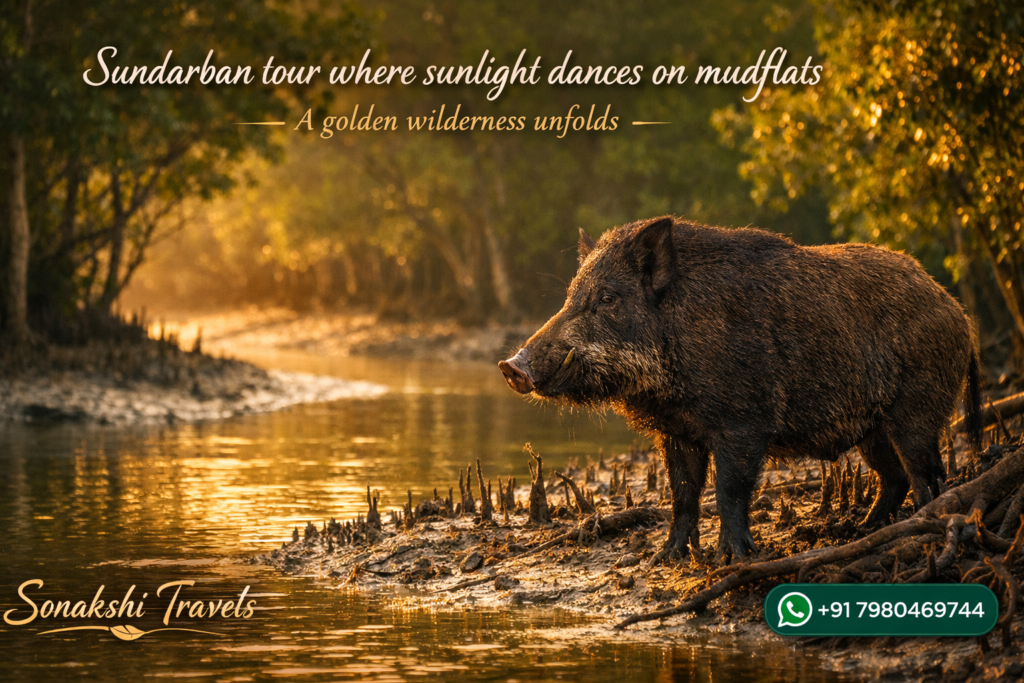 Sundarban tour where sunlight dances on mudflats - A golden wilderness unfolds